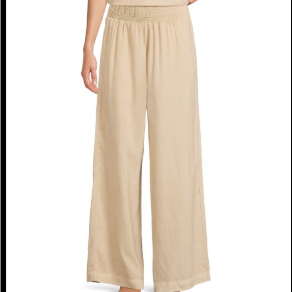 cloth & stone Pants - Smocked Waist Wide Leg Pull-On Pants, Medium